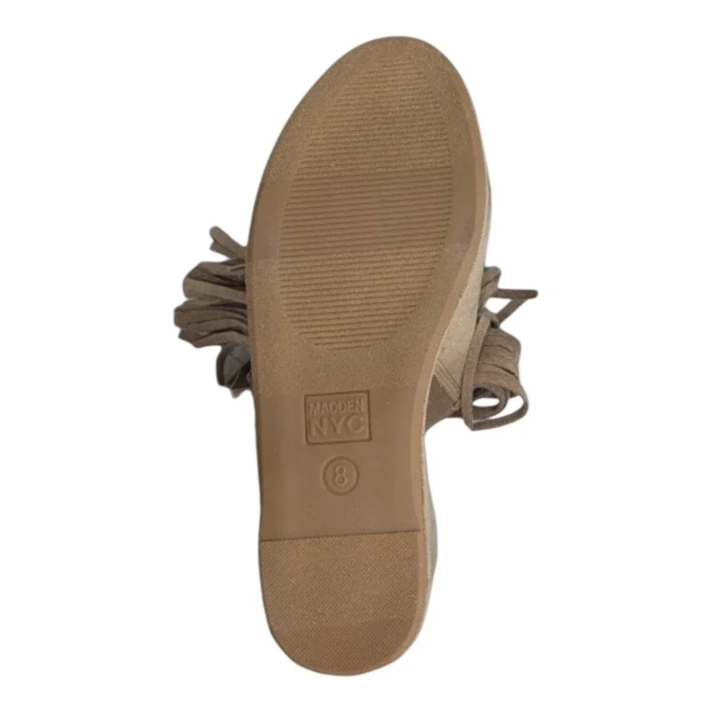 Madden NYC Fringe Platform Wedge‎ Slides Taupe Size 6 New NWT